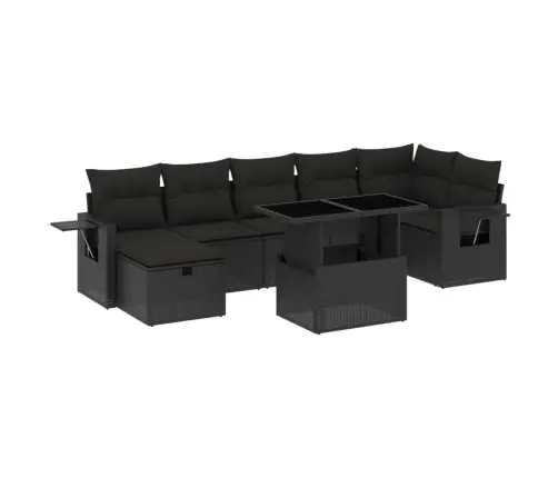 8-Daļīgs Dārza Dīvāna Komplekts, Matrači, Melna Pe Rotangpalma Vidaxl