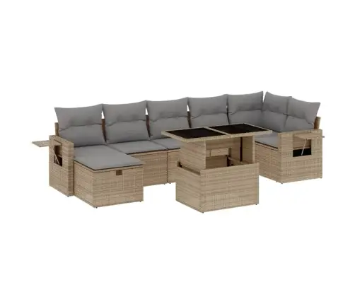 8-Osaline Aiadiivani Komplekt Patjadega, Beež, Polürotang