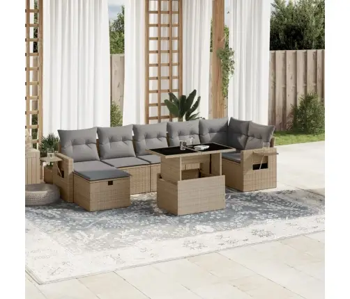 8-Osaline Aiadiivani Komplekt Patjadega, Beež, Polürotang