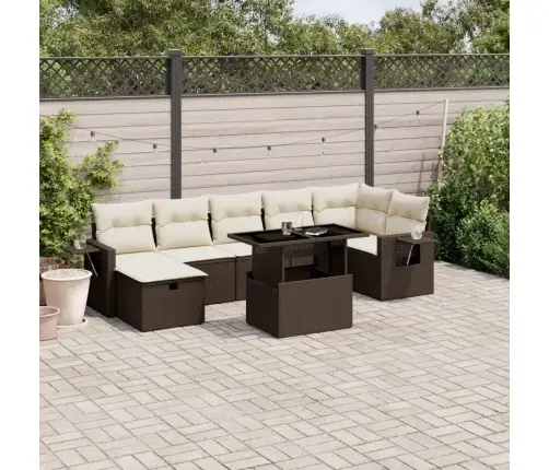 8-Osaline Aiadiivani Komplekt Patjadega, Pruun, Polürotang