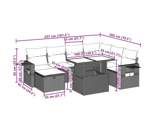 8-Daļīgs Dārza Dīvāna Komplekts, Matrači, Melna Pe Rotangpalma Vidaxl