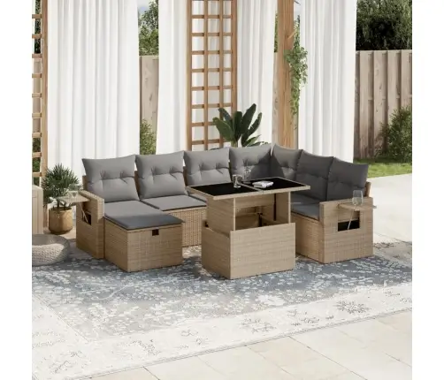 8-Osaline Aiadiivani Komplekt Patjadega, Beež, Polürotang