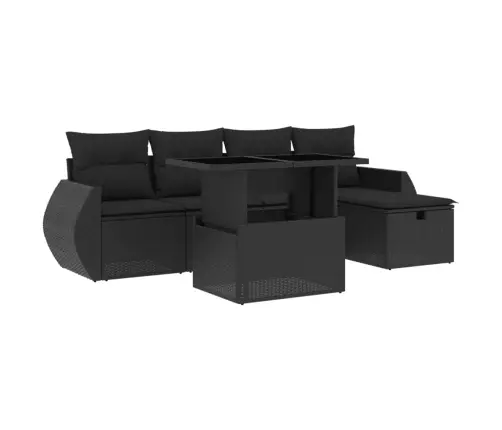 6-Daļīgs Dārza Dīvāna Komplekts, Matrači, Melna Pe Rotanpalma Vidaxl