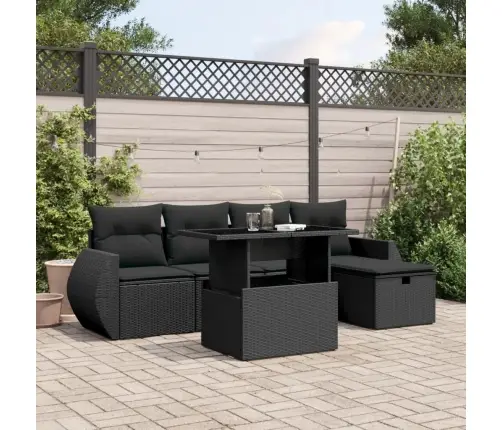 6-Daļīgs Dārza Dīvāna Komplekts, Matrači, Melna Pe Rotanpalma Vidaxl