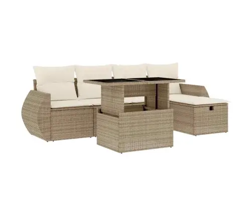 6-Daļīgs Dārza Dīvāna Komplekts, Matrači, Bēša Pe Rotangpalma Vidaxl