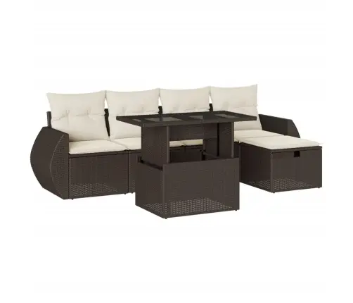 Sofos Komplektas Su Pagalvėlėmis, 6 Dalių, Rudas, Poliratanas