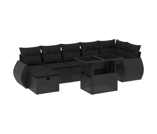 8-Daļīgs Dārza Dīvāna Komplekts, Matrači, Melna Pe Rotangpalma Vidaxl