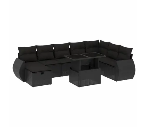 Sodo Komplektas Su Pagalvėlėmis, 9 Dalių, Juodas, Poliratanas