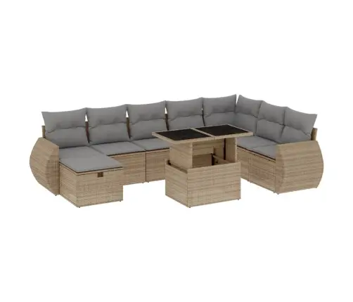 9-Osaline Aiadiivani Komplekt Patjadega, Beež, Polürotang