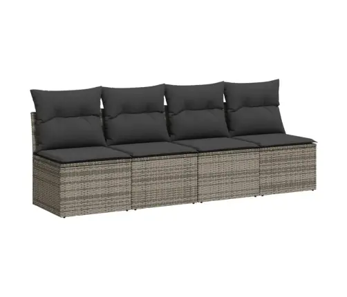 9-Daļīgs Dārza Dīvāna Komplekts Ar Matračiem, Pelēks Pe Pinums Vidaxl