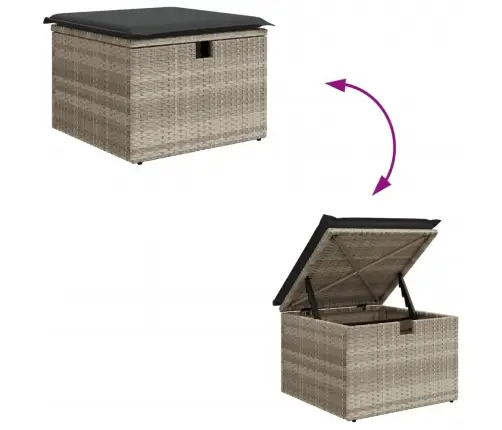 9-Daļīgs Dārza Dīvāna Komplekts,Matrači, Gaiši Pelēka Pe Pinums Vidaxl