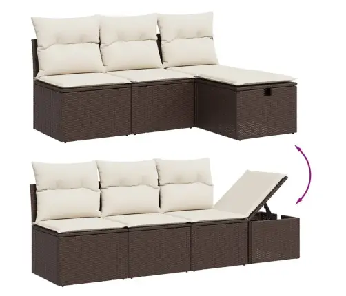 9-Daļīgs Dārza Dīvāna Komplekts, Matrači, Brūna Pe Rotangpalma Vidaxl