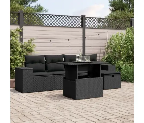 6-Osaline Aiadiivani Komplekt Patjadega, Must, Polürotang