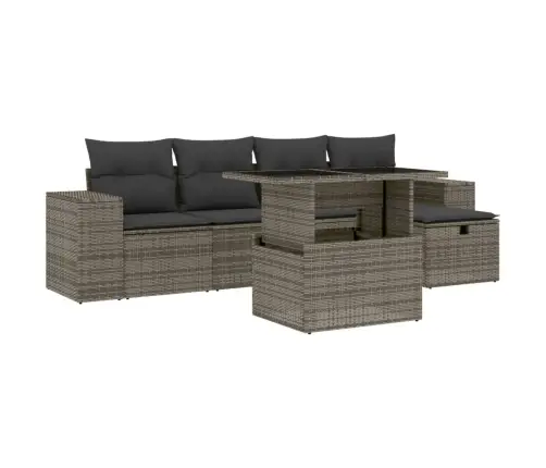 6-Daļīgs Dārza Dīvāna Komplekts Ar Matračiem, Pelēks Pe Pinums Vidaxl