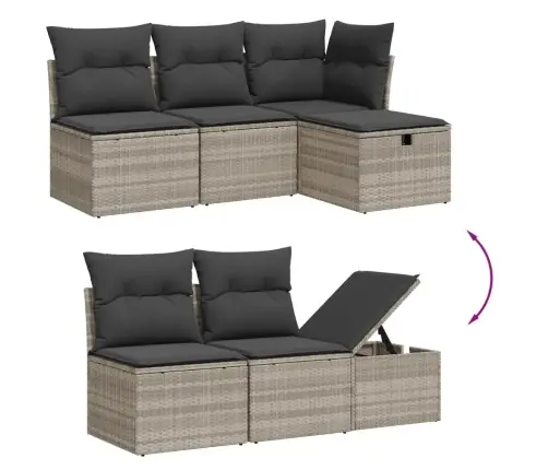 6-Daļīgs Dārza Dīvānu Komplekts,Matrači, Gaiši Pelēka Pe Pinums Vidaxl