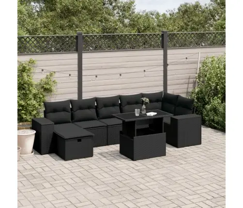 8-Osaline Aiadiivani Komplekt Patjadega, Must, Polürotang