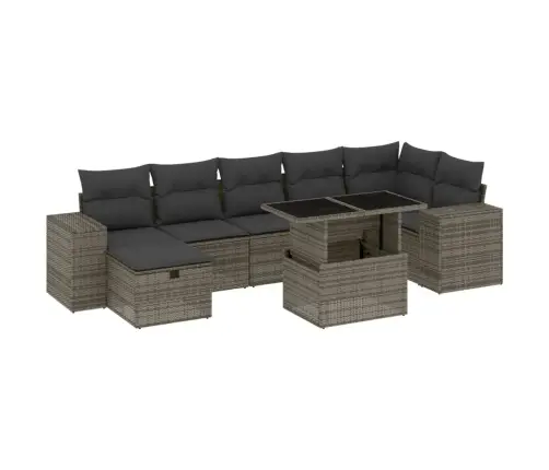 8-Daļīgs Dārza Dīvāna Komplekts Ar Matračiem, Pelēks Pe Pinums Vidaxl