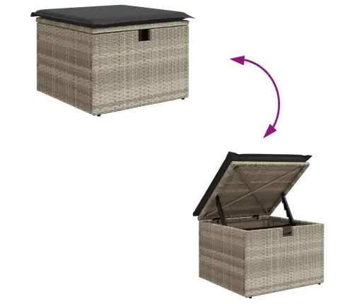 8-Daļīgs Dārza Dīvāna Komplekts,Matrači, Gaiši Pelēka Pe Pinums Vidaxl