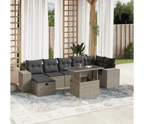 8-Daļīgs Dārza Dīvāna Komplekts,Matrači, Gaiši Pelēka Pe Pinums Vidaxl