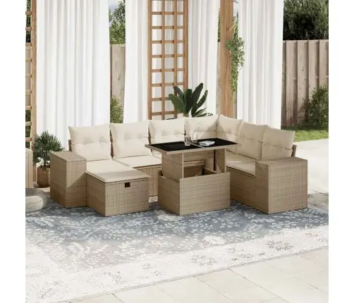 8-Osaline Aiadiivani Komplekt Patjadega, Beež, Polürotang