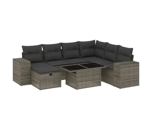 8-Daļīgs Dārza Dīvāna Komplekts Ar Matračiem, Pelēks Pe Pinums Vidaxl