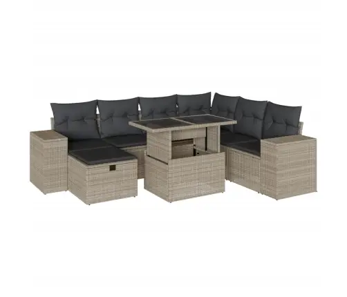 Sodo Komplektas Su Pagalvėlėmis, 8 Dalių, Pilkas, Poliratanas