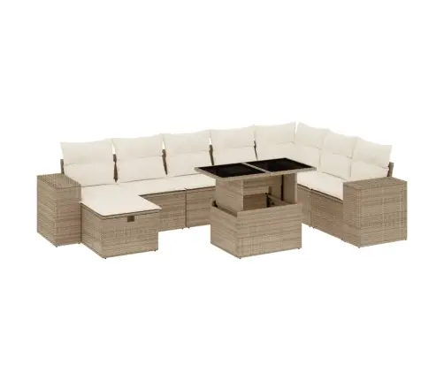 9-Osaline Aiadiivani Komplekt Patjadega, Beež, Polürotang