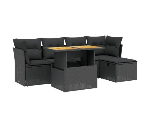 6-Daļīgs Dārza Dīvāna Komplekts, Matrači, Melna Pe Rotanpalma Vidaxl