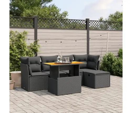 6-Daļīgs Dārza Dīvāna Komplekts, Matrači, Melna Pe Rotanpalma Vidaxl