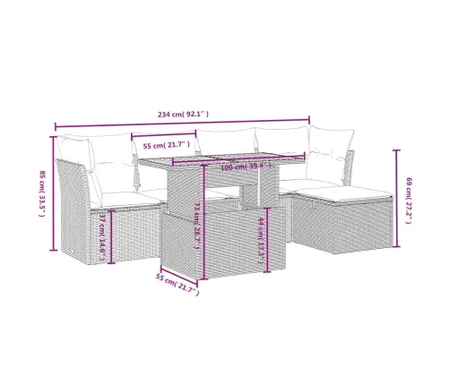 6-Daļīgs Dārza Dīvāna Komplekts, Matrači, Melna Pe Rotanpalma Vidaxl
