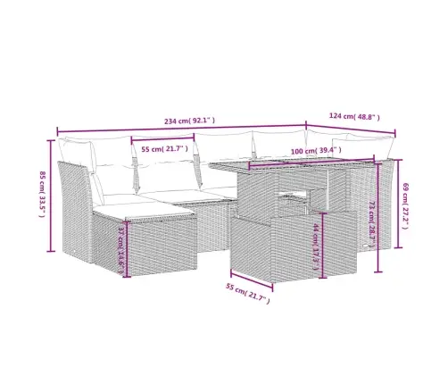 7-Osaline Aiadiivani Komplekt Patjadega, Must, Polürotang