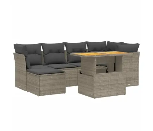 7-Daļīgs Dārza Dīvāna Komplekts, Matrači, Pelēka Pe Rotangpalma Vidaxl