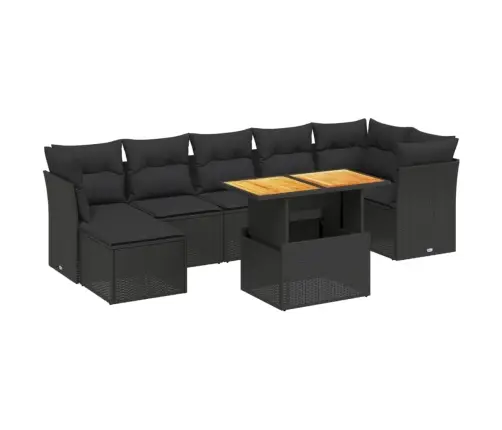 8-Daļīgs Dārza Dīvāna Komplekts, Matrači, Melna Pe Rotangpalma Vidaxl