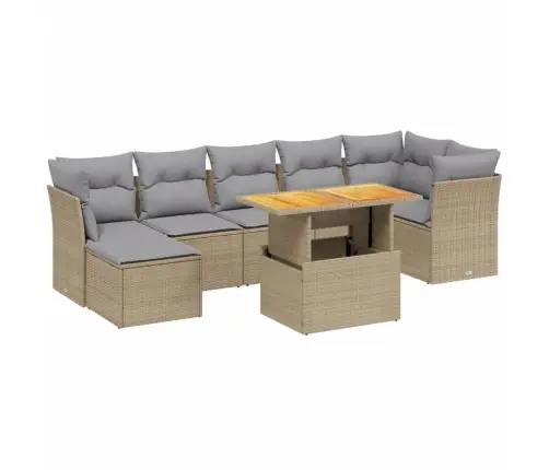 8-Daļīgs Dārza Dīvāna Komplekts, Matrači, Bēša Pe Rotangpalma Vidaxl