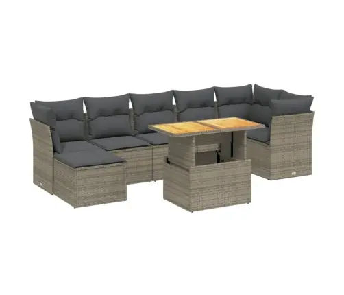 8-Daļīgs Dārza Dīvāna Komplekts Ar Matračiem, Pelēks Pe Pinums Vidaxl