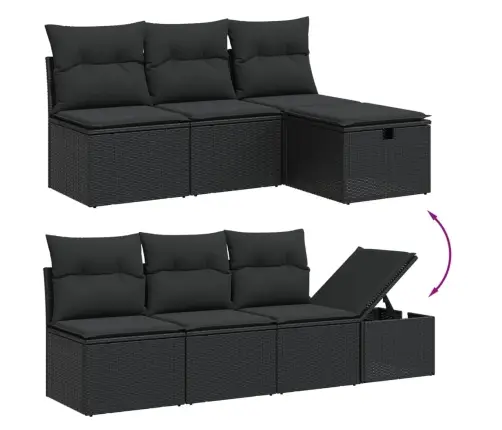 8-Osaline Aiadiivani Komplekt Patjadega, Must, Polürotang