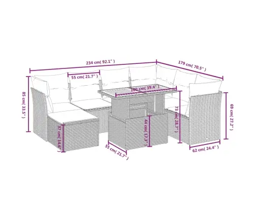 8-Osaline Aiadiivani Komplekt Patjadega, Must, Polürotang