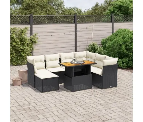 8-Daļīgs Dārza Dīvāna Komplekts, Matrači, Melna Pe Rotangpalma Vidaxl