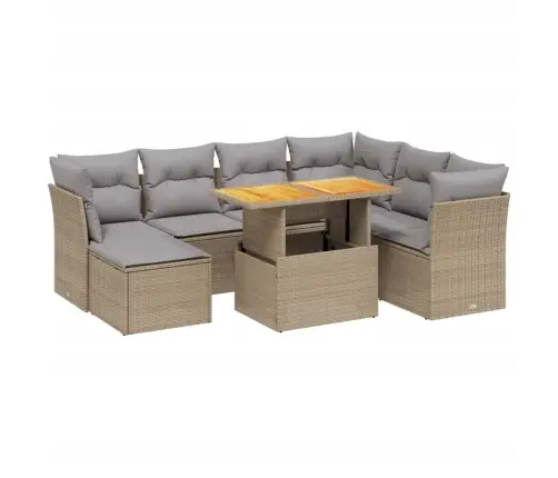 Sofos Komplektas Su Pagalvėlėmis, 8 Dalių, Smėlio, Poliratanas