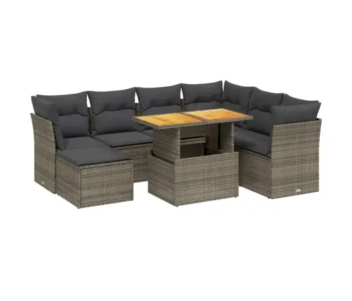 8-Daļīgs Dārza Dīvāna Komplekts Ar Matračiem, Pelēks Pe Pinums Vidaxl