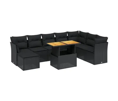 9-Osaline Aiadiivani Komplekt Patjadega, Must, Polürotang