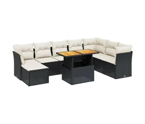 Sodo Komplektas Su Pagalvėlėmis, 9 Dalių, Juodas, Poliratanas