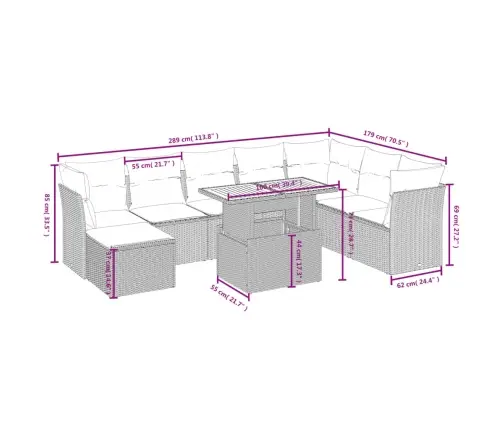 Sodo Komplektas Su Pagalvėlėmis, 9 Dalių, Juodas, Poliratanas