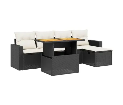 6-Daļīgs Dārza Dīvāna Komplekts, Matrači, Melna Pe Rotanpalma Vidaxl