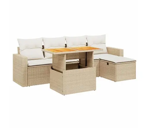 6-Daļīgs Dārza Dīvāna Komplekts, Matrači, Bēša Pe Rotangpalma Vidaxl