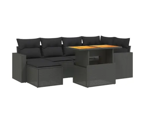 7-Daļīgs Dārza Dīvāna Komplekts Ar Matračiem, Melna Pe Vidaxl