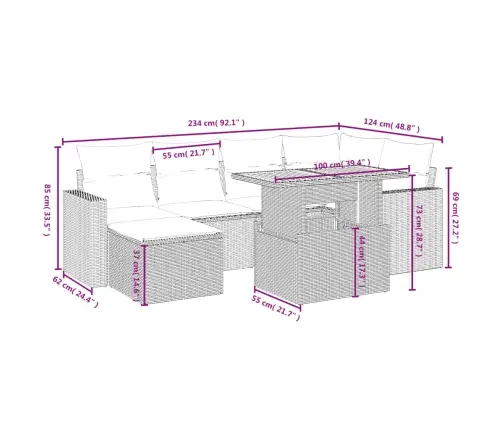 7-Daļīgs Dārza Dīvāna Komplekts, Matrači, Bēša Pe Rotangpalma Vidaxl