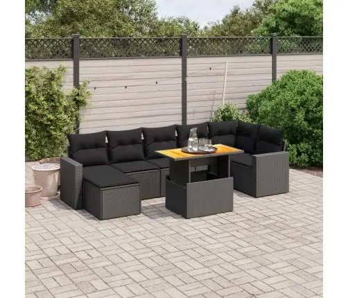 8-Daļīgs Dārza Dīvāna Komplekts, Matrači, Melna Pe Rotangpalma Vidaxl