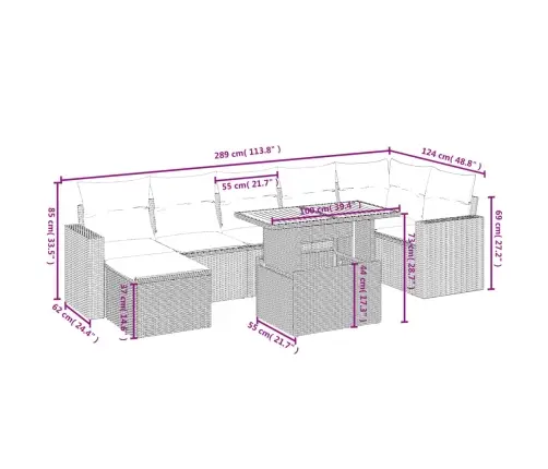Sofos Komplektas Su Pagalvėlėmis, 8 Dalių, Smėlio, Poliratanas