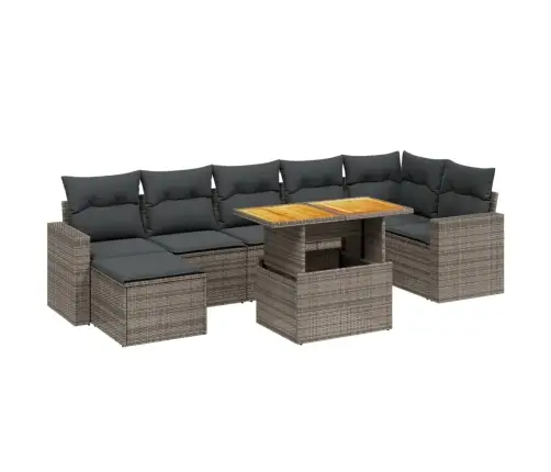 8-Daļīgs Dārza Dīvāna Komplekts Ar Matračiem, Pelēks Pe Pinums Vidaxl